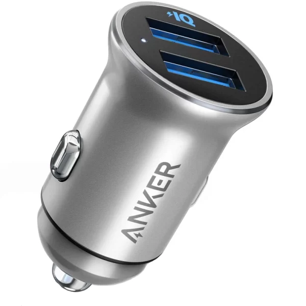 شارژر فندکی 24 واتی ماشین انکر مدل Anker PowerDrive 2 Alloy Metal Mini A2727H42