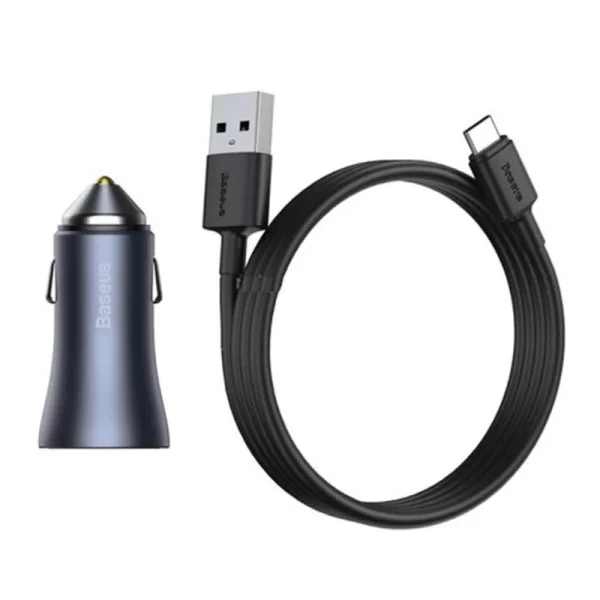 شارژر فندکی بیسوس مدل Baseus TZCCJD-0G به همراه کابل تبدیل USB-C