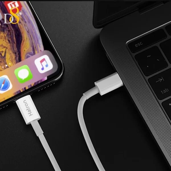 کابل شارژ USB-C به لایتنینگ هترون مدل Hatron MFI HC365i طول 1متر