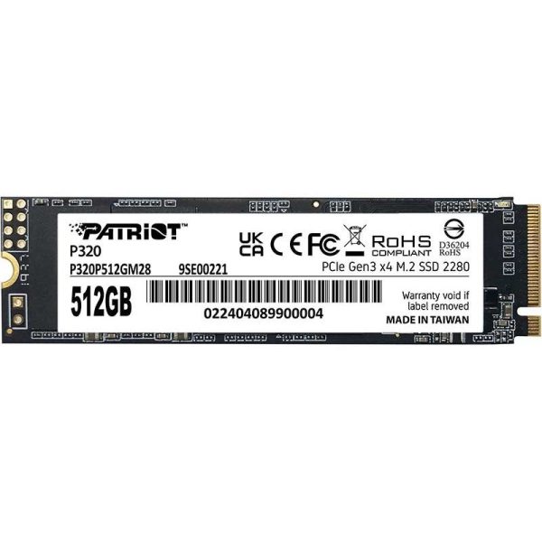 حافظه اس اس دی اینترنال پتریوت مدل Patriot P320 M.2 2280 NVMe ظرفیت 512 گیگابایت