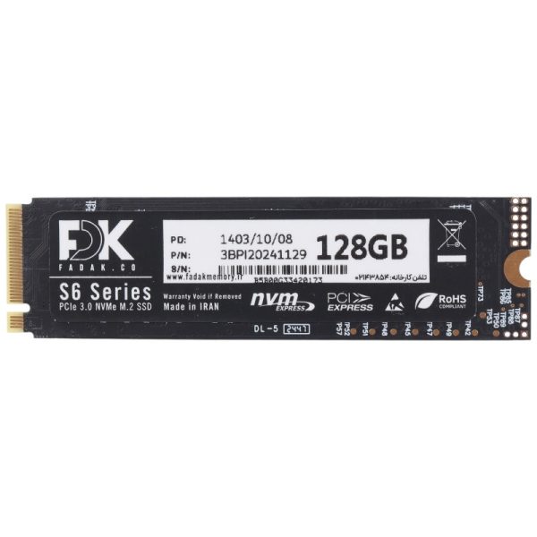 حافظه اس اس دی اینترنال فدک مدل FDK S6 M.2 2280 NVMe ظرفیت 128 گیگابایت