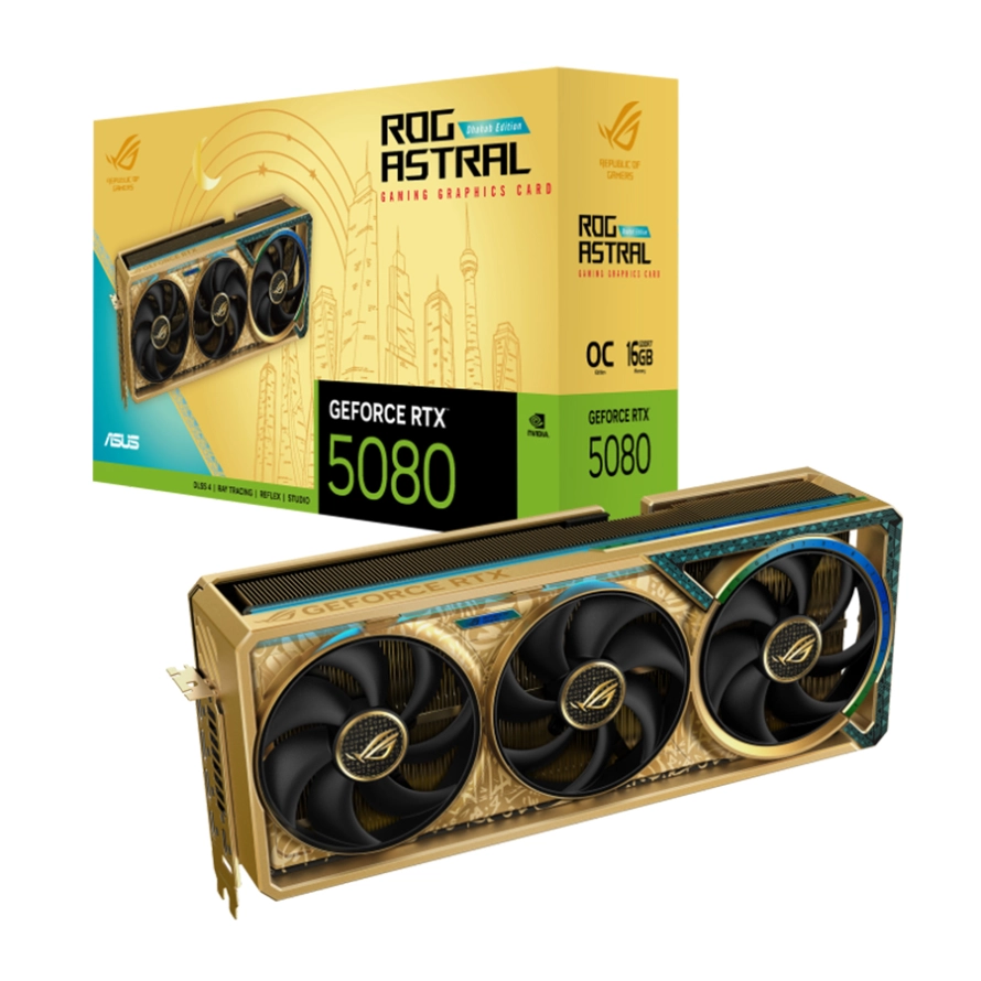 کارت گرافیک ایسوس ASUS ROG Astral RTX 5080 OC Dhahab حافظه 16 گیگابایت کارت گرافیک ایسوس ASUS ROG Astral RTX 5080 OC Dhahab حافظه 16 گیگابایت